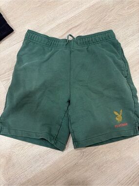 PLAYBOY Forest Green Athletic Shorts with Gold Logo